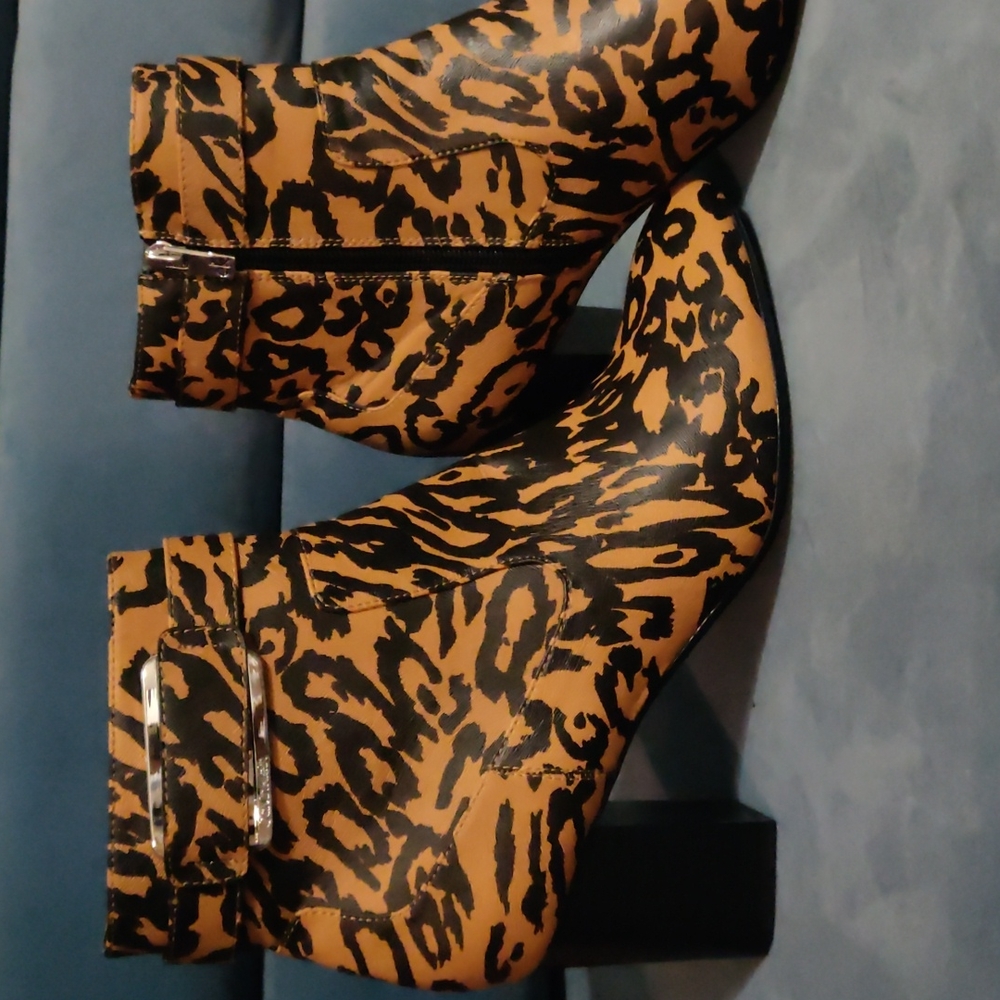 Camel and black leopard print Calvin Klein boot